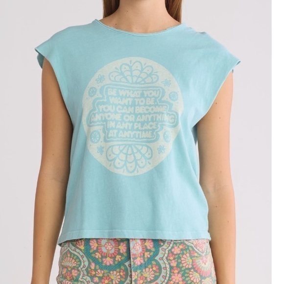 Mother Blue Graphic Women's Top - Picture 1 of 3